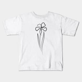 Iris Flower Minimal art | One Line Drawing | One Line Art Kids T-Shirt